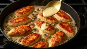 Лучший ужин за 20 минут! СОЧНАЯ КУРИЦА В СЛИВОЧНО-ГРИБНОМ СОУСЕ. Простой и вкусный рецепт