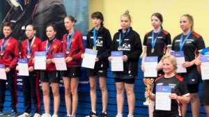 Пьедестал почета Чемпионата Санкт-Петербурга среди женских команд по настольному теннису 2025