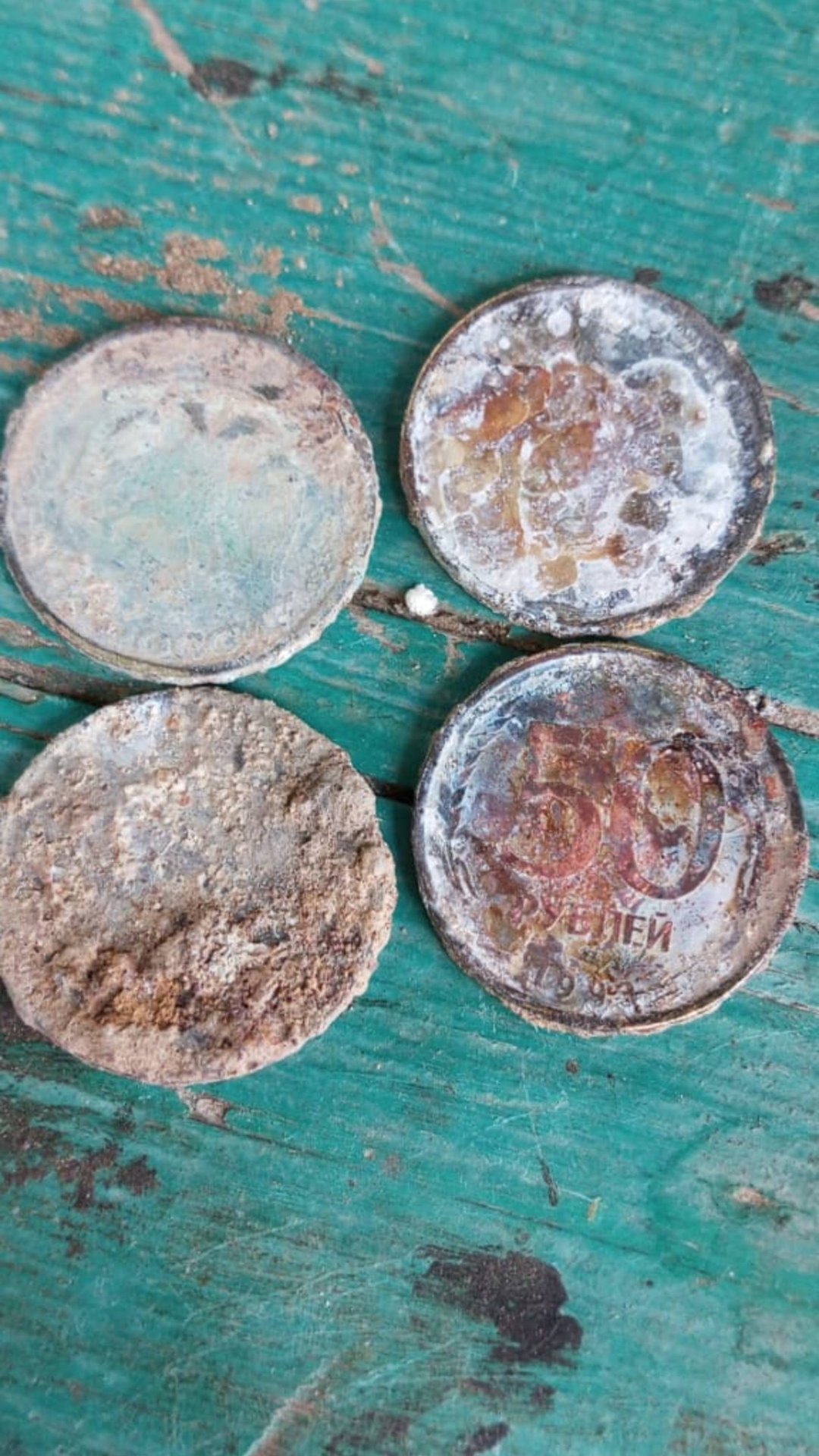 В деревне нашёл монеты 50 рублей 1993 года, решил почистить😀