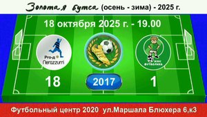 18 октября - 19.00, Интер Pro-д - ЖФК Футболика. 2017 гр. Демо версия.