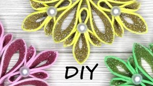 Красивая снежинка из квадратов фоамирана своими руками. Мастер-класс снежинки