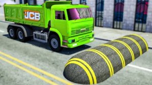 Грузовик JCB, Экскаватор JCB И Строительные Грузовики 🚒 🚑 Грузовик-Монстр Против Полицейских Машин