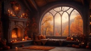 Уютная осенняя обстановка 🍁 Осень с расслабляющей фэнтезийной музыкой и потрескивающим камином