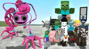 Мама длинные ноги против майнкрафт в гаррис мод! Mommy long legs and minecraft, garry's mod