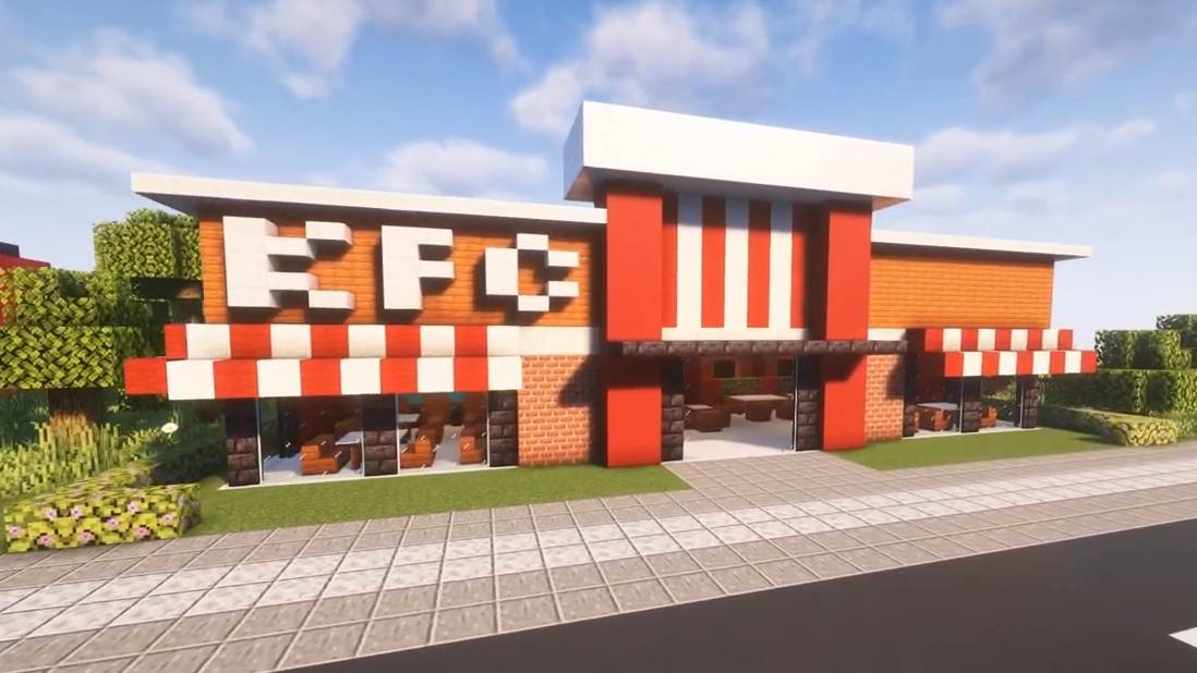 Как построить KFC Ростикс в #майнкрафт #постройки красивый дом