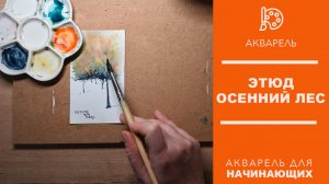ОСЕННИЙ ЭТЮД АКВАРЕЛЬЮ ЗА 10 МИНУТ -  АКВАРЕЛЬ ДЛЯ НАЧИНАЮЩИХ