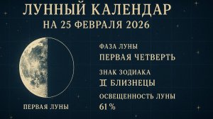 Лунный календарь 🌙 25 февраля 2026 — фаза роста и ясный ум