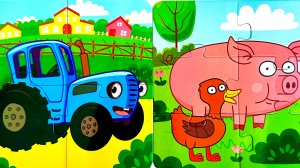 Пазл 🧩 синий трактор 🚜 Видео для детей