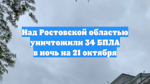 Над Ростовской областью уничтожили 34 БПЛА в ночь на 21 октября