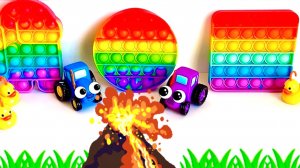 Синий и фиолетовый  трактор делают вулкан 🌋