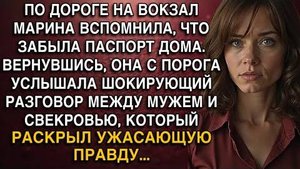 ПО ДОРОГЕ НА ВОКЗАЛ МАРИНА ВСПОМНИЛА, ЧТО ЗАБЫЛА ПАСПОРТ ДОМА. ВЕРНУВШИСЬ, ОНА С ПОРОГА УСЛЫШАЛА..