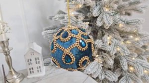 Ёлочный шар КОЛЛАНО, коллекция ВИНТАЖНЫЙ ШИК, текстиль, синий, 10 см, 683325-94