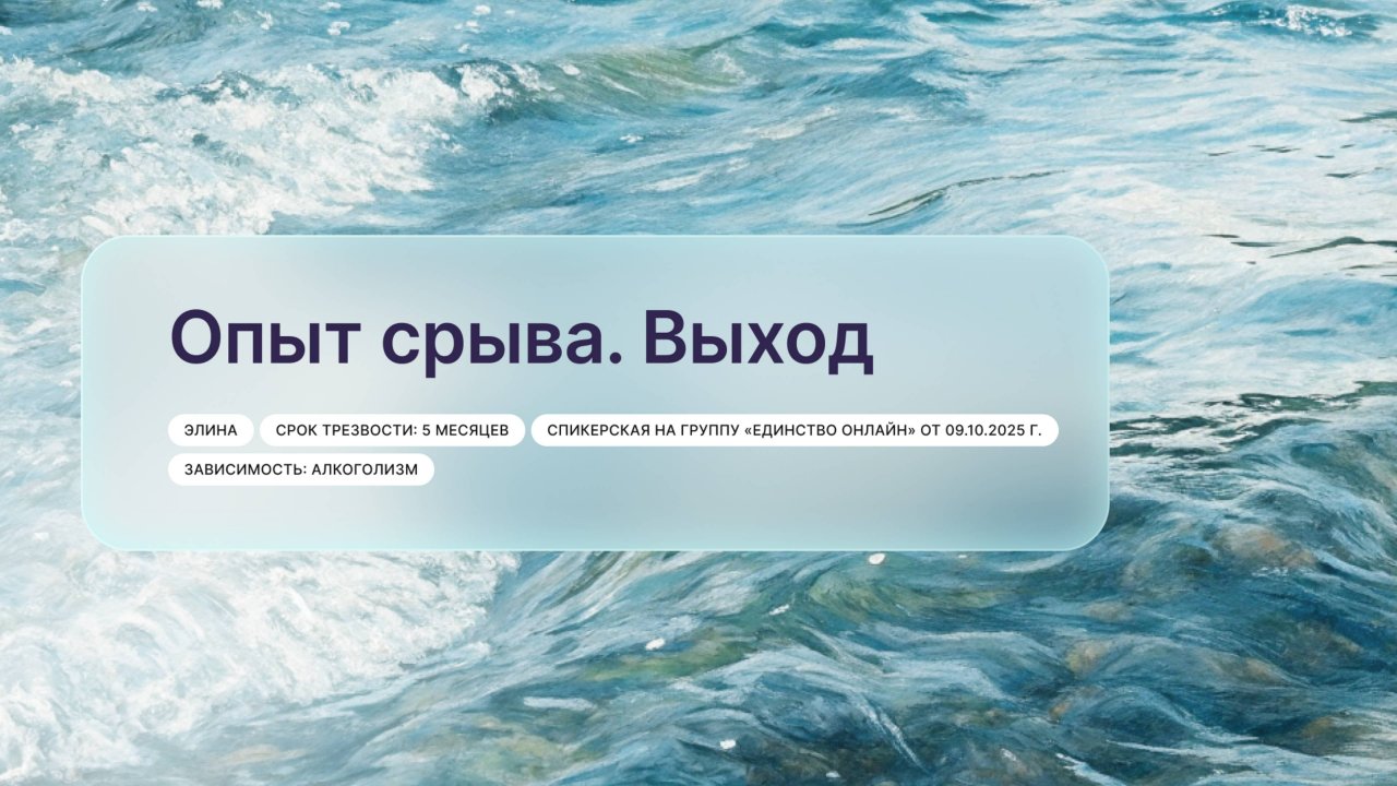 «Опыт срыва. Выход», Элина