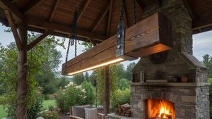 Светильник потолочный лофт из бруса