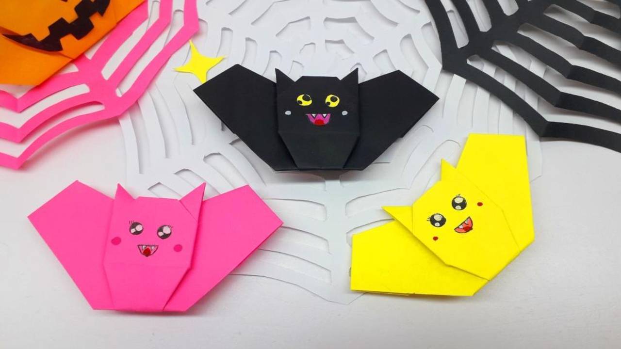 ЛЕТУЧАЯ МЫШЬ на ХЭЛЛОУИН из бумаги | Оригами Летучая мышь | Поделка из бумаги на Хэллоуин смотреть онлайн
