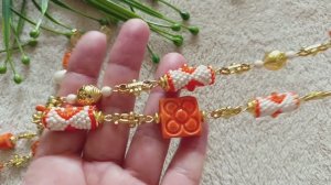 Яркое летнее украшение с керамикой. МК бусины из бисера #летние украшения #плетеныебусины