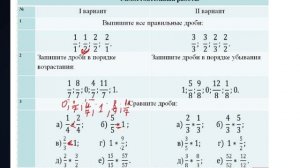 Самостоятельная работа на тему правильные и неправильные дроби и сравнение дробей
