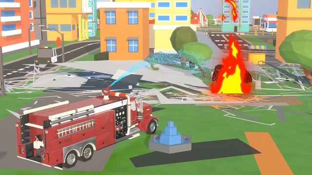 Мультики для детей.Метеорит упал на город,машины спасатели в деле. смотреть онлайн
