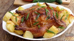 Вкусная курочка с гарниром. КУРИЦА, ЗАПЕЧЁННАЯ С КАРТОФЕЛЕМ В СМЕТАНЕ