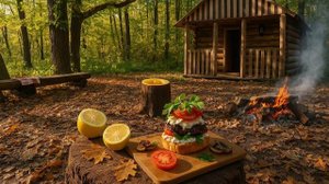 Одиночный кемпинг в деревянном домике между лесом и реками