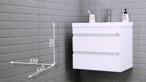 Тумба подвесная под умывальник "UNIT 60" Бриз с двумя ящиками В2 Айсберг