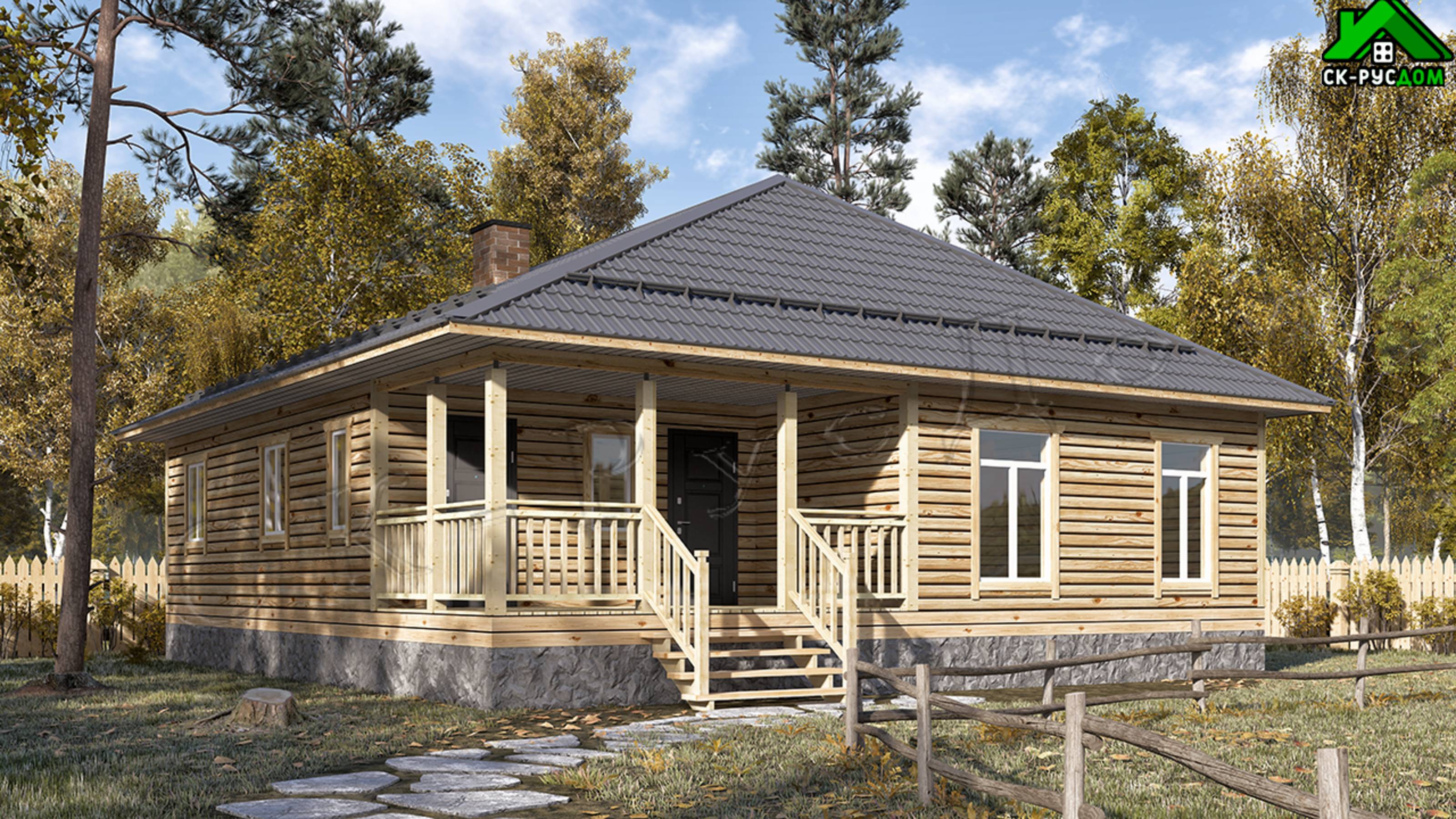 Одноэтажный дом с 4 спальнями