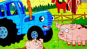 Пазл 🧩 синий трактор 🚜 Видео для детей