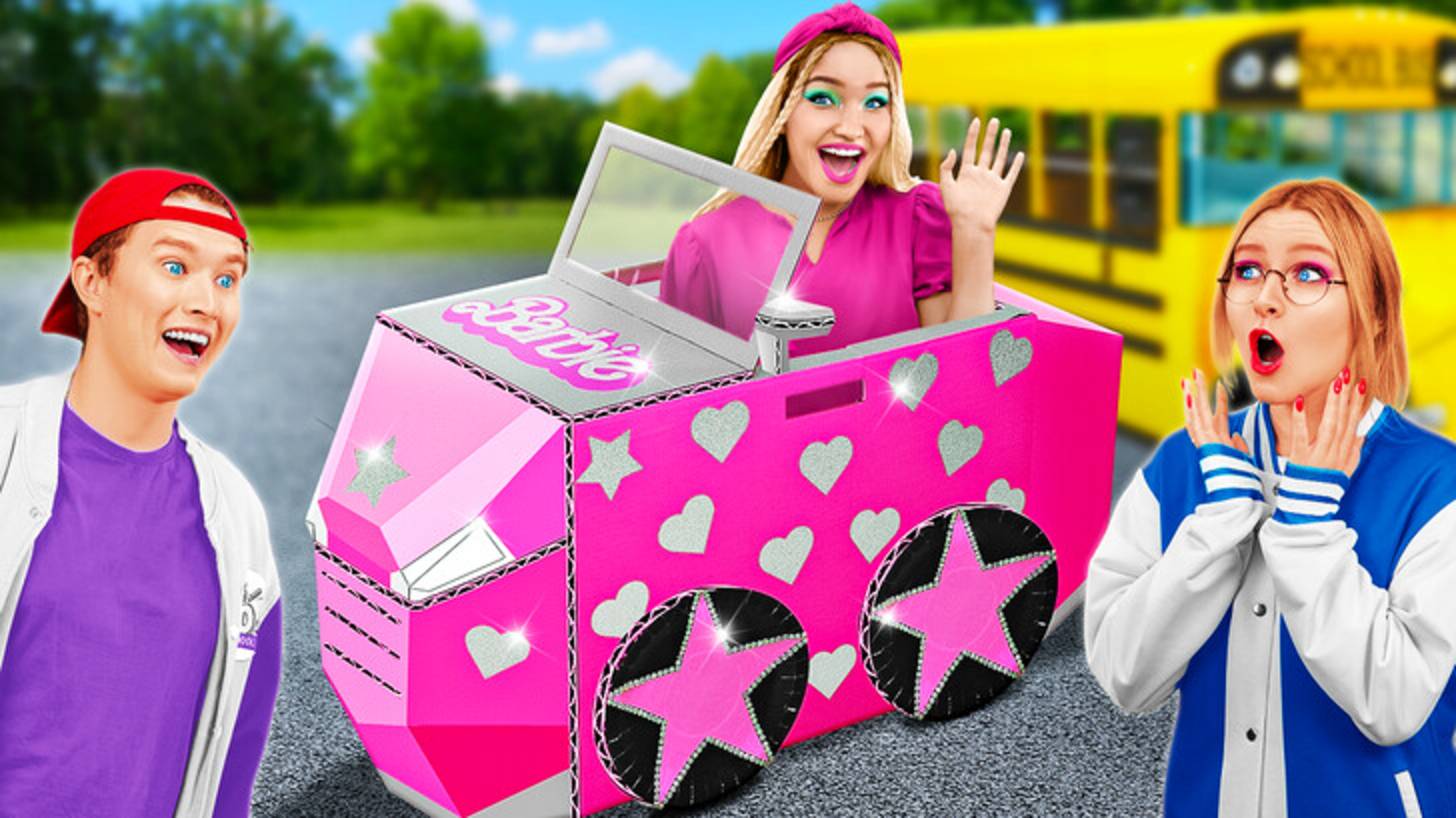 🚗 Она гений! Машина для Барби из картона 😍 123 GO!