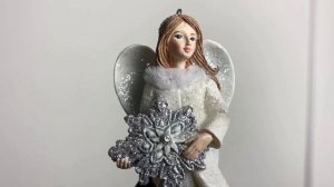 Ёлочная игрушка АНГЕЛ СО СНЕЖИНКОЙ, полистоун, 13 см, E0659-2