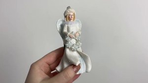Ёлочная игрушка АНГЕЛ С ВЕНКОМ, полистоун, 13 см, E0659-1
