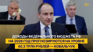 Доходы федерального бюджета РФ на 2026 год прогнозируются на уровне 40,3 трлн рублей — Ковальчук