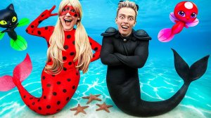 ЛЕДИ БАГ и СУПЕР КОТ СТАЛИ РУСАЛКАМИ — БИТВА в ВОДЕ!