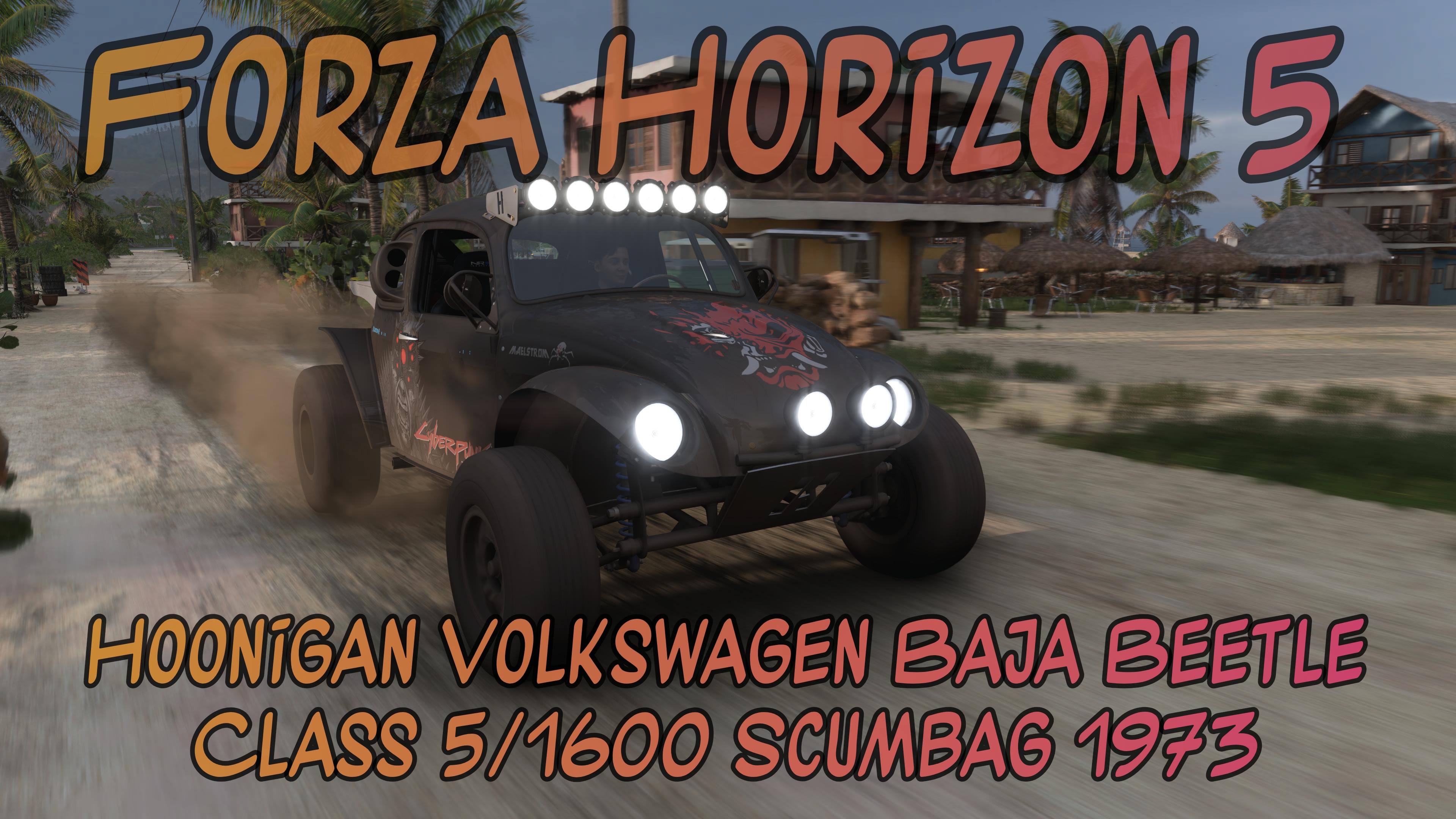 Hoonigan Volkswagen Baja Beetle Classic 5/1600 Scumbag 1973 — внедорожный хит Forza Horizon 5.