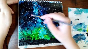 Звездная ночь - создание этюда акрилом