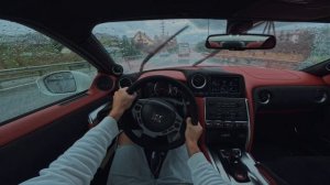 Очень дождливая поездка от первого лица на Nissan GT-R R35