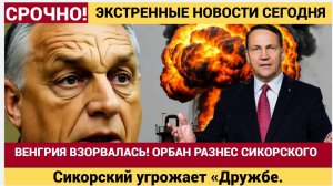 ВЕНГРИЯ ВЗОРВАЛАСЬ! ОРБАН РАЗНЕС СИКОРСКОГО И ПОЛЬШУ Сикорский угрожает «Дружбе