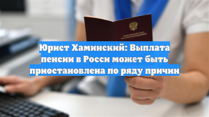 Юрист Хаминский: Выплата пенсии в Росси может быть приостановлена по ряду причин