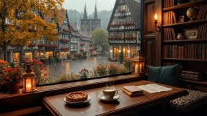 Умиротворяющая атмосфера осеннего дождя🍂 в кафе под звуки лёгкого джаза