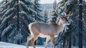 Футаж. Зимний лес. Олень.mp4