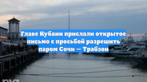 Главе Кубани прислали открытое письмо с просьбой разрешить паром Сочи — Трабзон