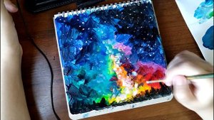 Рисую звездное небо акрилом