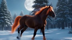 Футаж. Огненный конь. Зимний лес.mp4