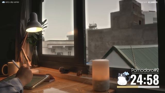 3 часа STUDY WITH ME ｜ NO MUSIC, Rain Sounds Deep Focus｜ Pomodoro 50-10 ｜ Rainy Day