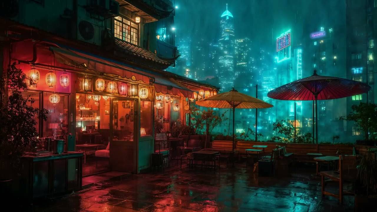 Lofi Zen – Sushi Rooftop Lounge  Soothing Rain Beats over the Cityscape  Chill, Focus, Sleep  4K