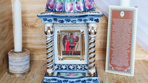 Киот Архангел Михаил , гжельский фарфор