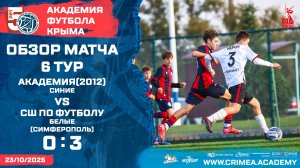 Обзор матча | АФК (2012)-синие - СШ по футболу-белые | ДЮФЛК (12 г.р.) 25/26 | Группа "Б" | 6