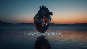 Mechanical Heart Lake 💙 2 Hour Cinematic Ambience  Pulsing Light & Shifting Sky  Living Silence