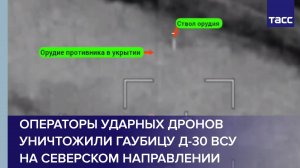 Операторы ударных дронов уничтожили гаубицу Д-30 ВСУ на северском направлении