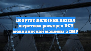 Депутат Колесник назвал зверством расстрел ВСУ медицинской машины в ДНР