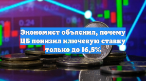 Экономист объяснил, почему ЦБ понизил ключевую ставку только до 16,5%